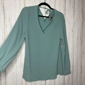 Modcloth NWT Teal V-Neck Blouse Medium